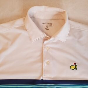 Masters White Polo Shirt With Navy And Green.